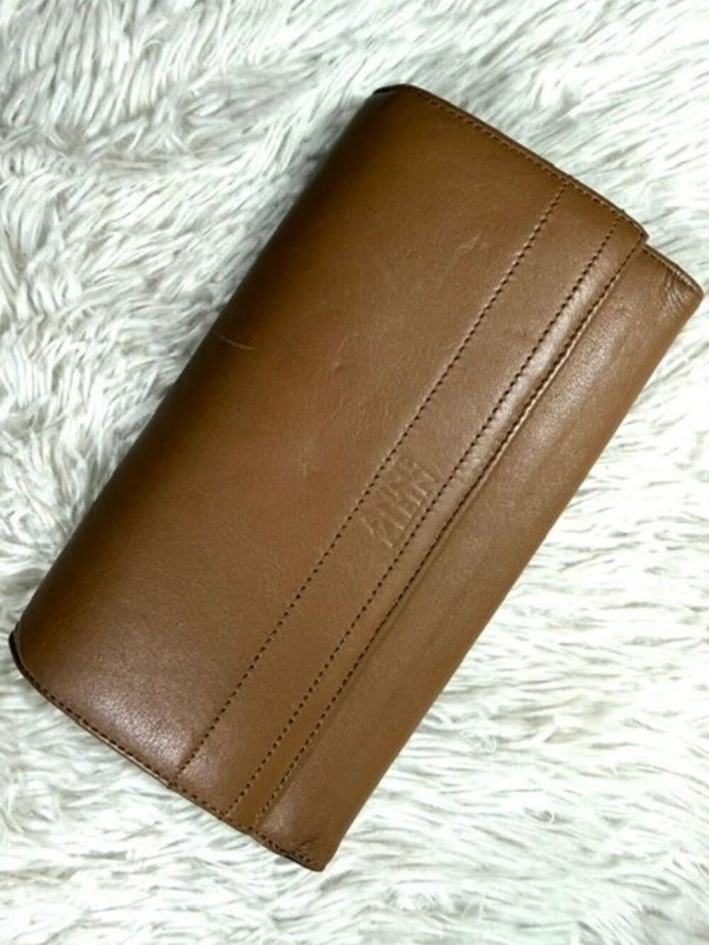 Vintage Anne Klein Camel Genuine Leather Tri-fold Wallet